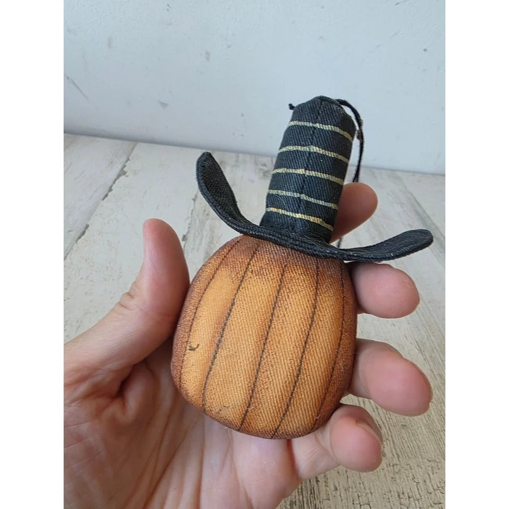 Vintage primitive pumpkin ornament Jack O'Lantern Halloween tree decor shabby